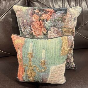 Elegant Floral and Candelabra Accent Pillows